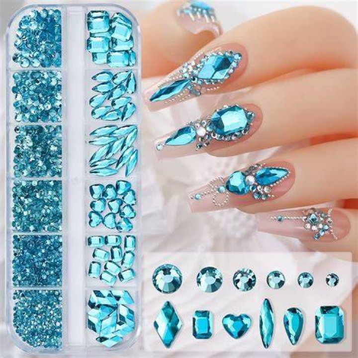 3D gem and crystal nail art with Swarovski rhinestones and jewel embellishments