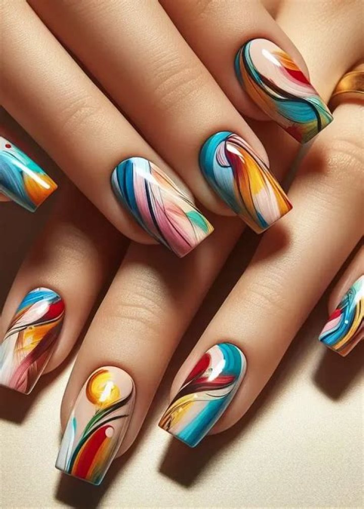 Abstract expressionist brushstroke nail art designs for 2026