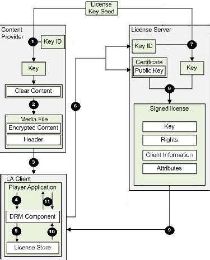 DRM license workflow for protected streaming content