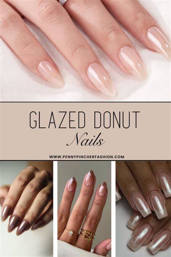 Glazed donut chrome nails with shimmery pearl finish