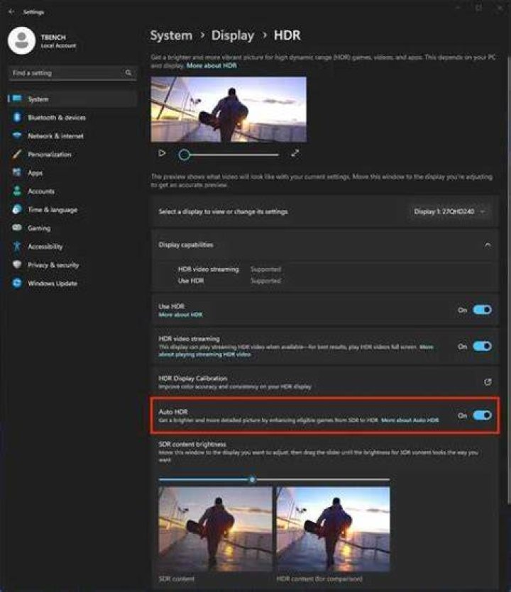 HDR and color settings for improved streaming video quality