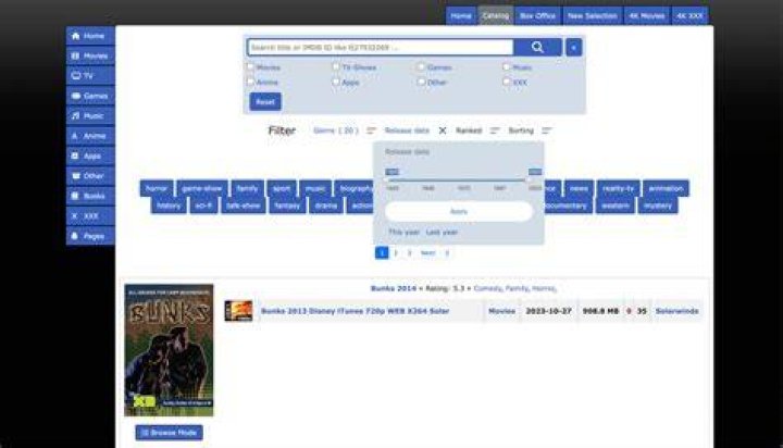Choosing a movie with search and filters