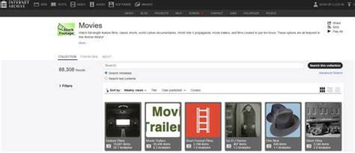 Internet Archive collections for public domain films