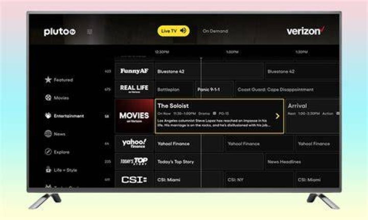 Pluto TV interface and free movie browsing