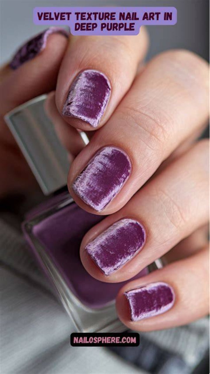 Luxurious velvet texture nails in deep jewel tones for 2026