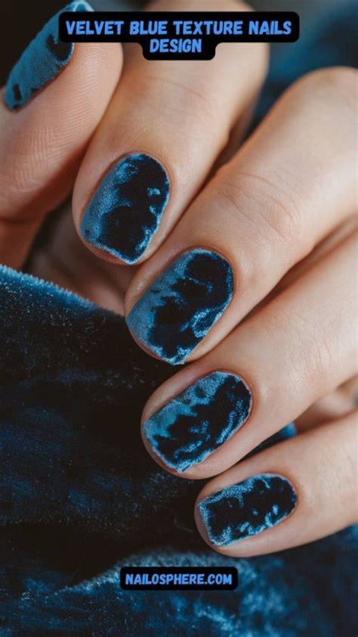 Velvet texture nails in deep jewel tones with a plush matte surface finish